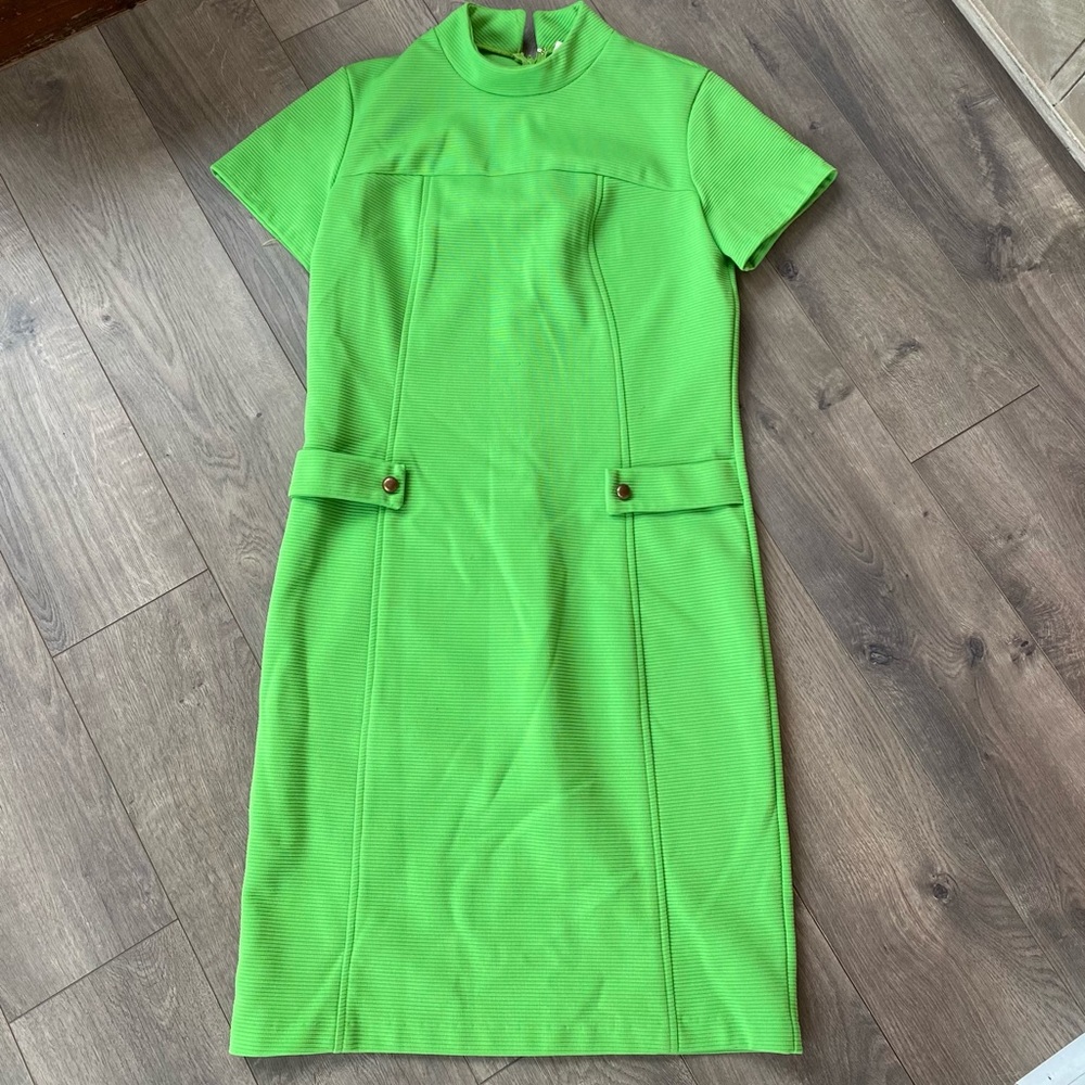 VTG 60s MOD Mini dress gogo Dacron sz 14 - Picture 1 of 5